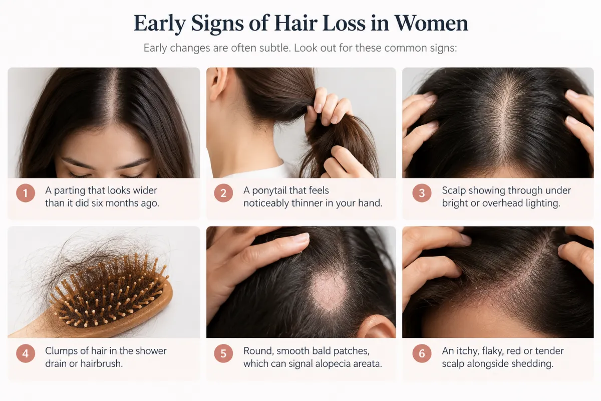 Early signs of hair loss in women